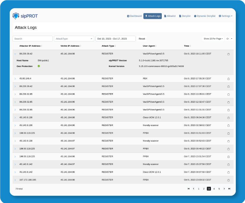 sipPROT Attack Logs
